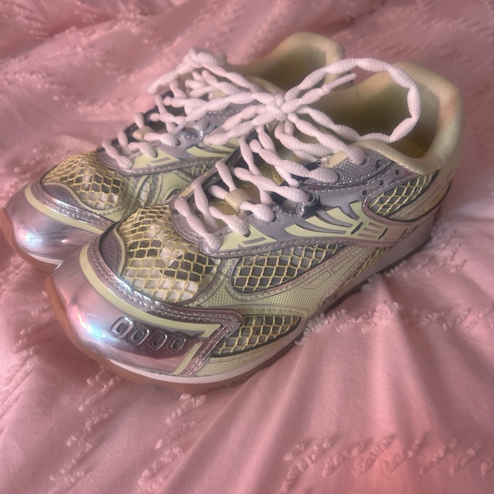 Veneta Yellow and Silver Women's Sneakers